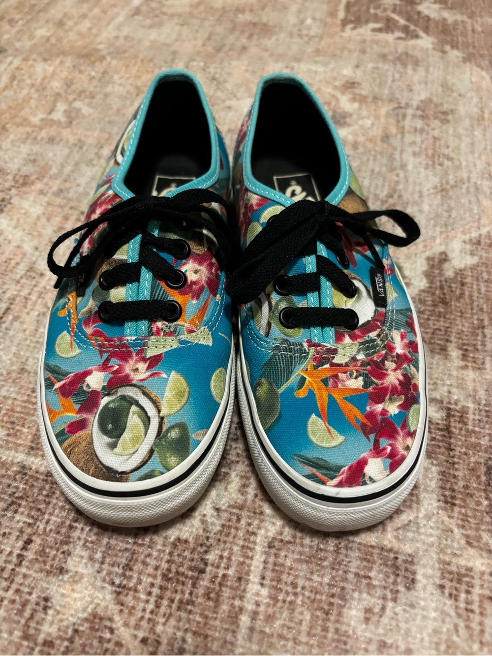Women’s Vans Floral Canvas Sneakers in Turquoise, size 6